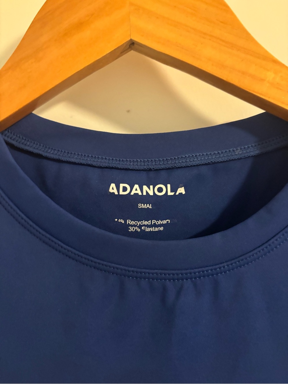 ADANOLA Ultimate Curved Hem Stretch Woven Short Sleeve Logo Top College Blue S - Picture 5 of 6